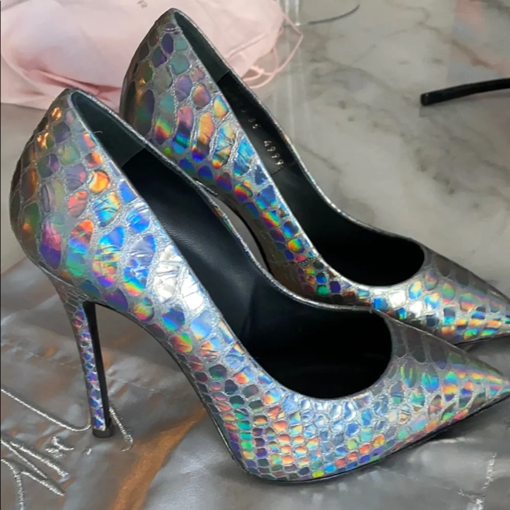 Giuseppe Zanotti RARE Mirrored Leather Silver Pumps